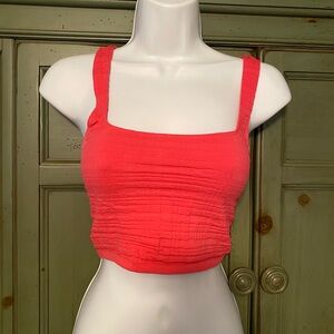 Anthropologie Coral Square-Neck Crop Top